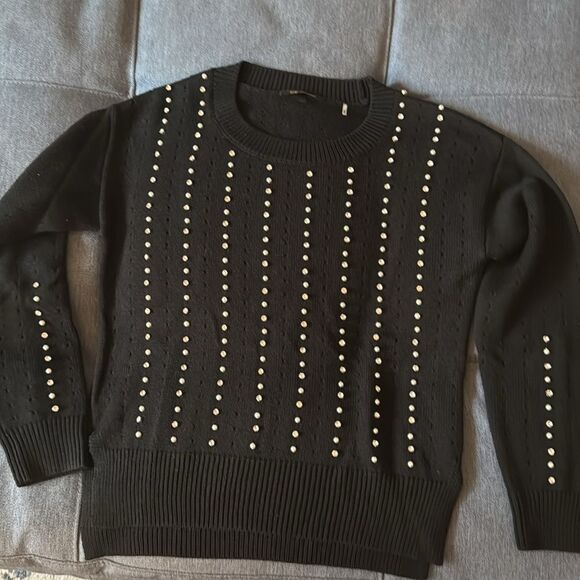 NWOT Kobi Halperin Raye Embellished Pointelle Black Sweater. Size XS. - Picture 4 of 10